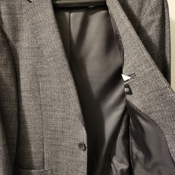 Kenneth Cole AWEARNESS Grey Sport Coat Blazer Size 38 Long Elbow Patch - Picture 6 of 7